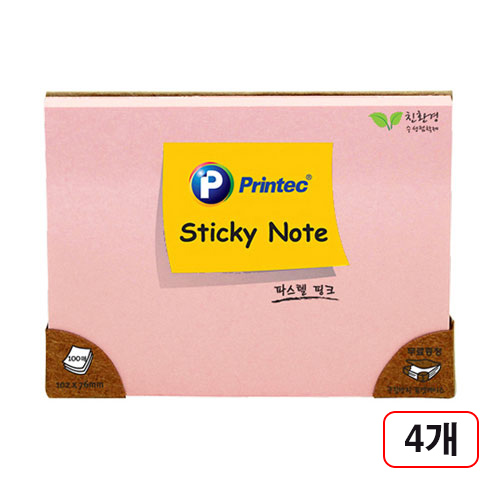 프린텍)스티키노트 파스텔(102x76mm100매), 핑크10276P, 4개 19,980원