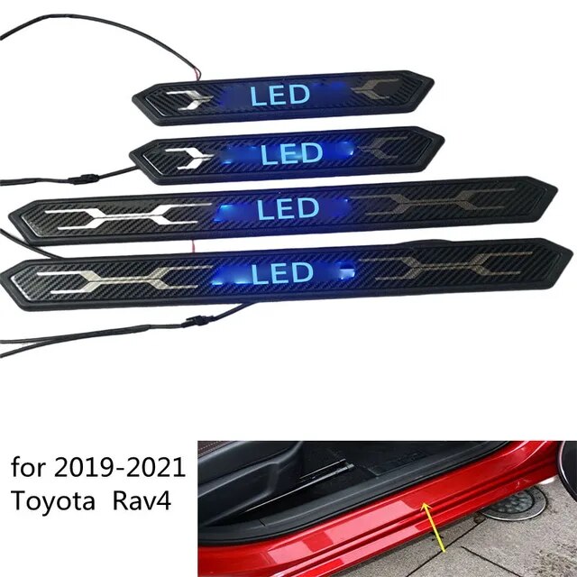 도요타 Rav4 Xa50 2019 2020 2021 자동차 도어 씰 플레이트 트림 스테인레스 스틸 LED 문턱 킥 페달 스커프 스티커, 자동차 스타일링 65,530원
