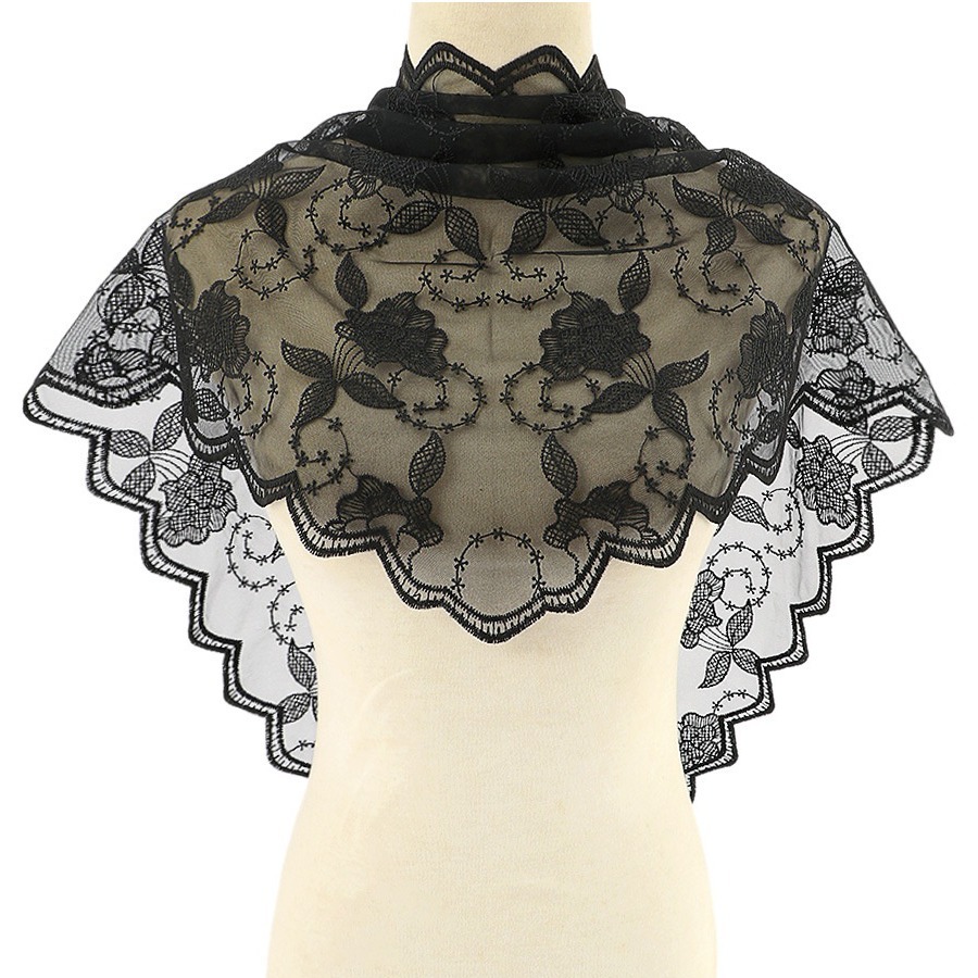 마다꾸미 천주교 레이스 성당 성물 미사용 머리보 로즈데이, 블랙, 1개 15,000원