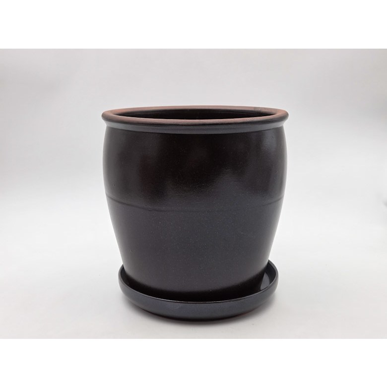우암 국산 옹기 동글 긴화분 관엽 다육 도자기화분, 1개, 중+받침3호 16,000원