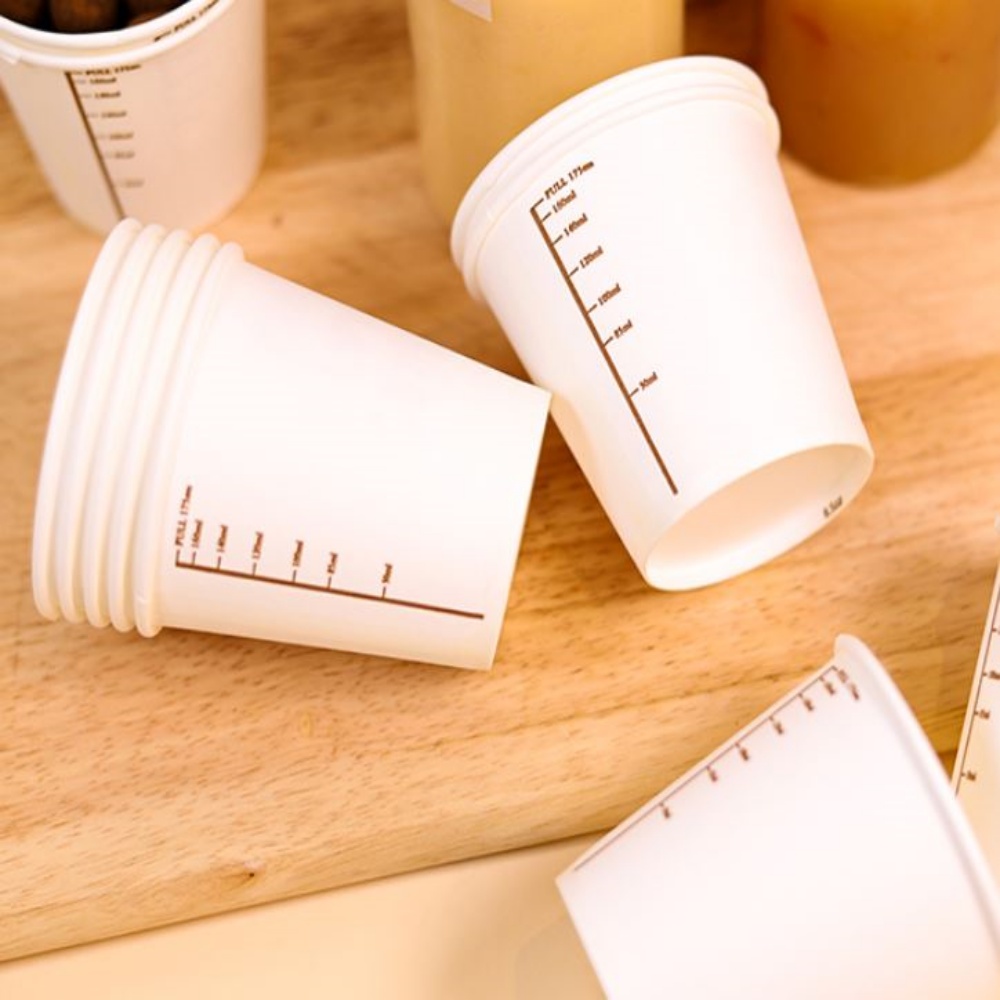 일회용 눈금컵 계량컵 종이컵 50개 [어폼 홈베이킹 제빵 베이커리 제과제빵 베이킹 용품 도구 커피컵] 1,500원