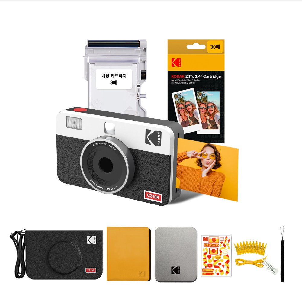 코닥 미니샷 2 레트로 C210R 화이트+38매+악세사리 번들 휴대용 포토프린터 즉석카메라 스마트폰 핸드폰사진인화기 214,000원