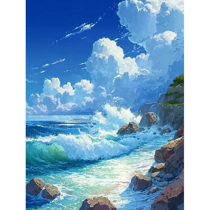 뉴타임즈 보석 자수 캔버스 타입 40X50cm 액자 포함 다이아몬드 그림 홈 인테리어 수공예 애호가 풍경화 동식물 특별한 선물, 1개, 해경화 00381 19,000원