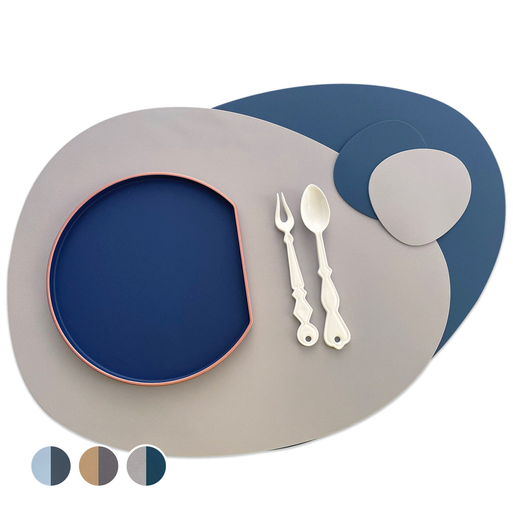 심플리까사 실리콘 테이블매트 2종 + 티코스터 2종 세트, 오트밀 베이지, 나이트 블루, 테이블매트(W 43cm x L 34cm x 두께 1.4mm), 티코스터(W 11cm x L 10cm x 두께 1.4mm), 1세트 18,440원