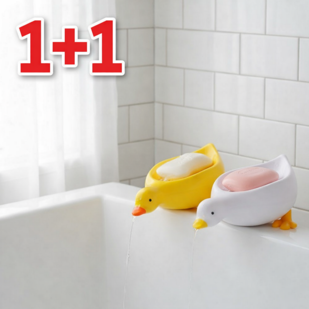 원앤모어 귀여운 물빠짐 오리 비누 받침대 1+1, 1세트, 화이트+옐로우 4,000원
