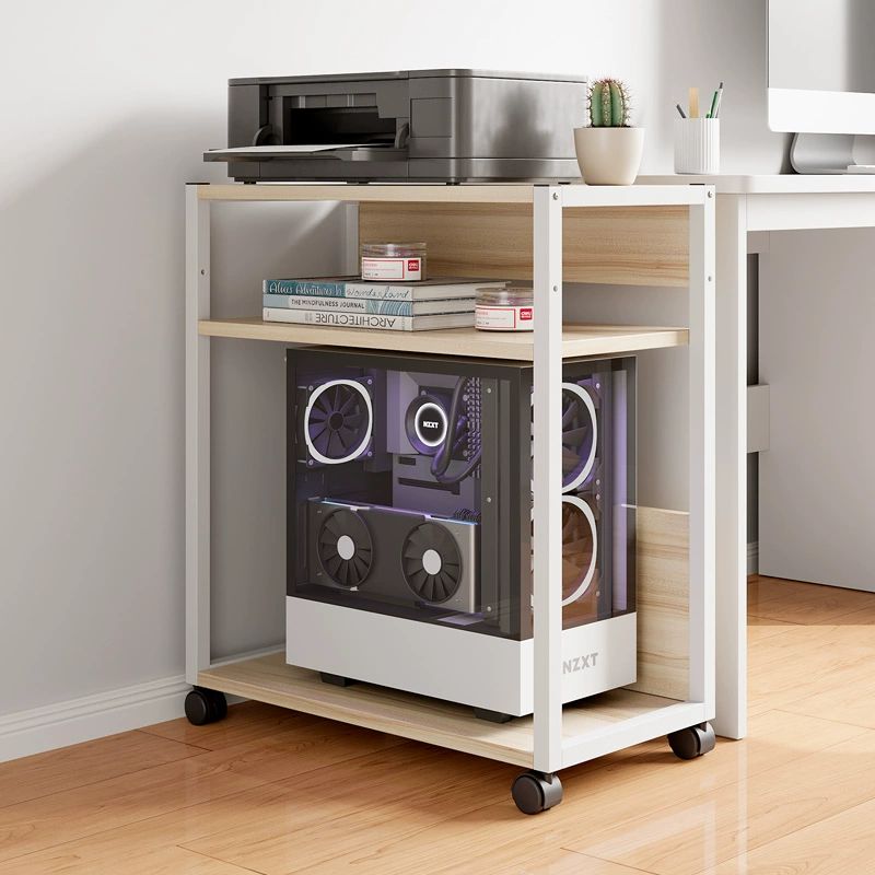 컴퓨터 본체 수납 데스크탑 선반 거치대 이동식 받침대 3단 메이플 체리우드 화이트 28,500원