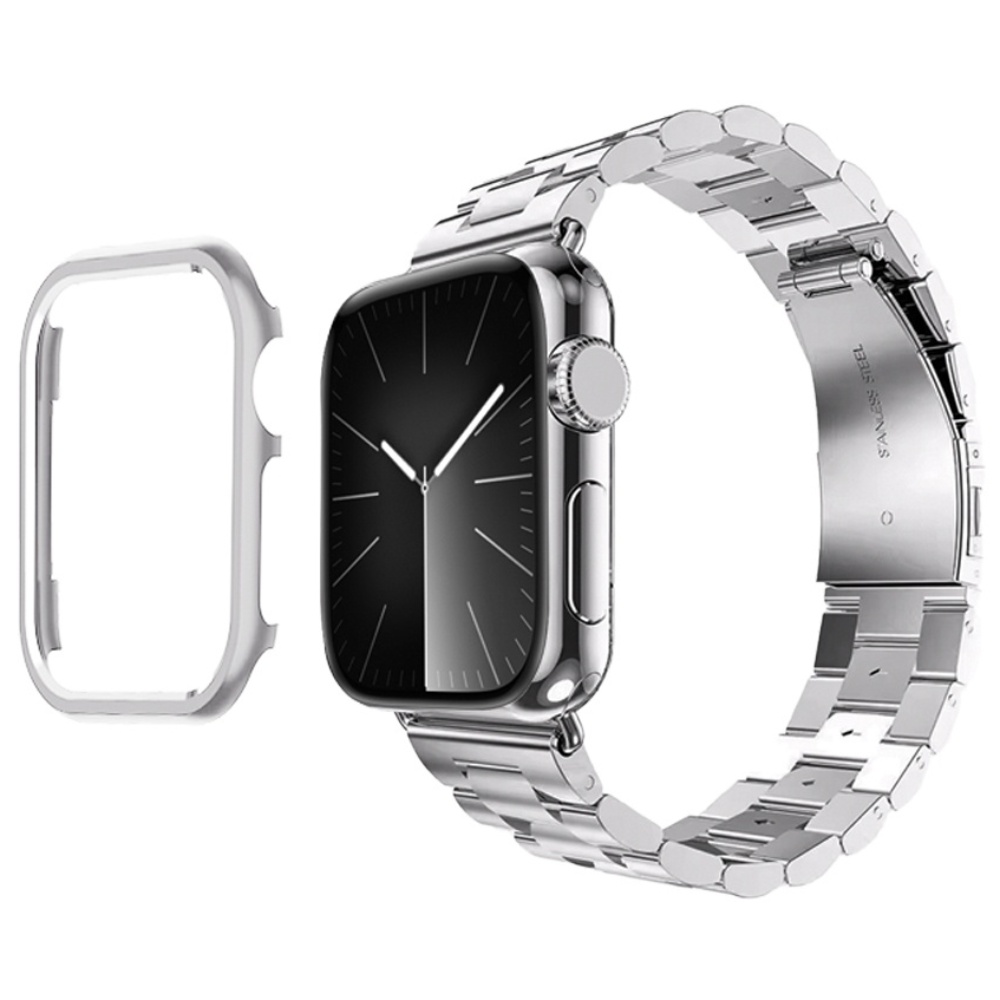 아이메이드잇 애플워치 호환 프리미엄 메탈 스트랩 밴드 + 케이스 세트, 실버, 1개 19,950원