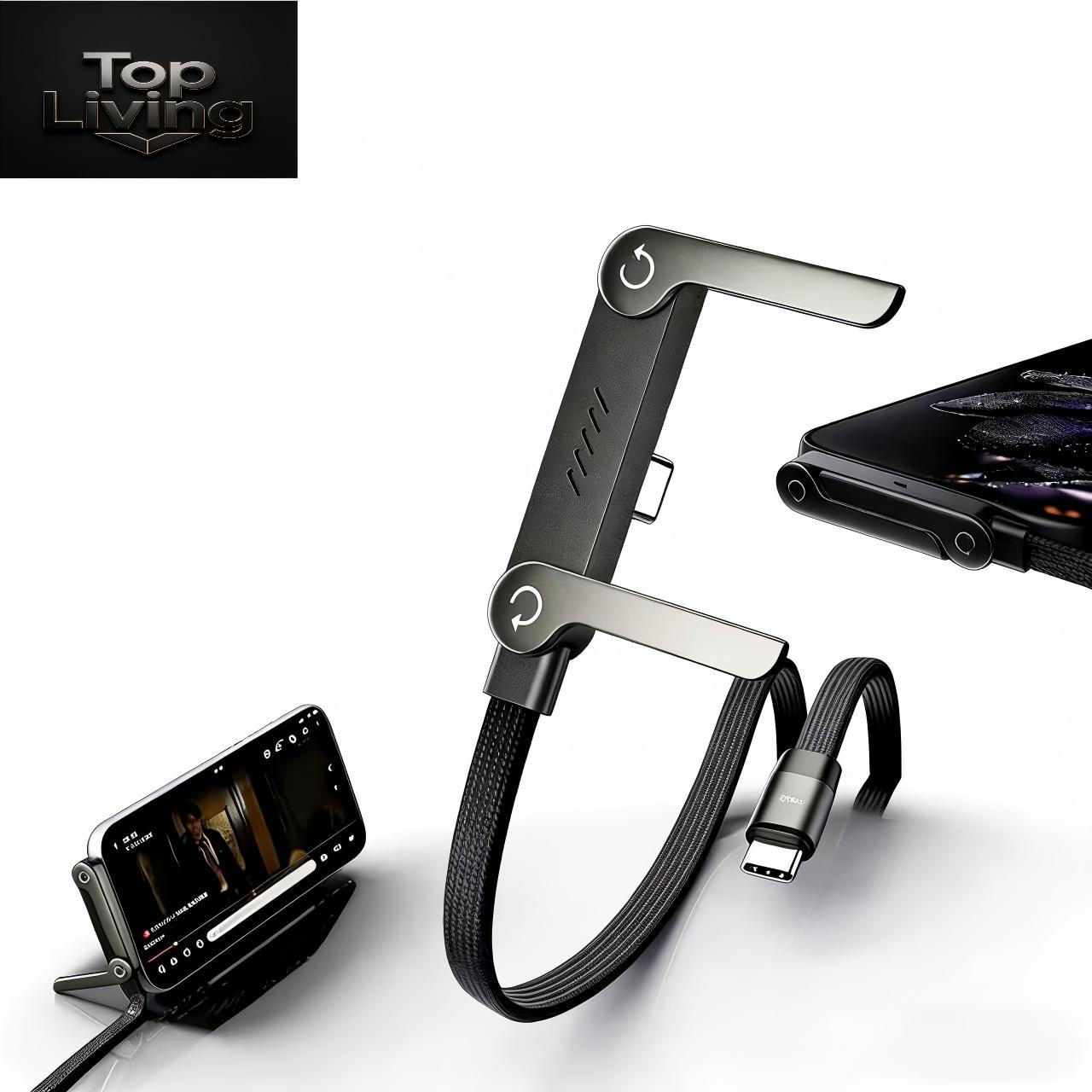 TOP LIVING 240W 급속 충전 거치대 휴대폰 케이블 접이식 합금 거치대 휴대폰 충전 케이블 TYP-C 케이블APPLE15-17 XIAOMI SAMSUNG LG 휴대폰에적용, 1개, 블랙, 1.5m 21,880원