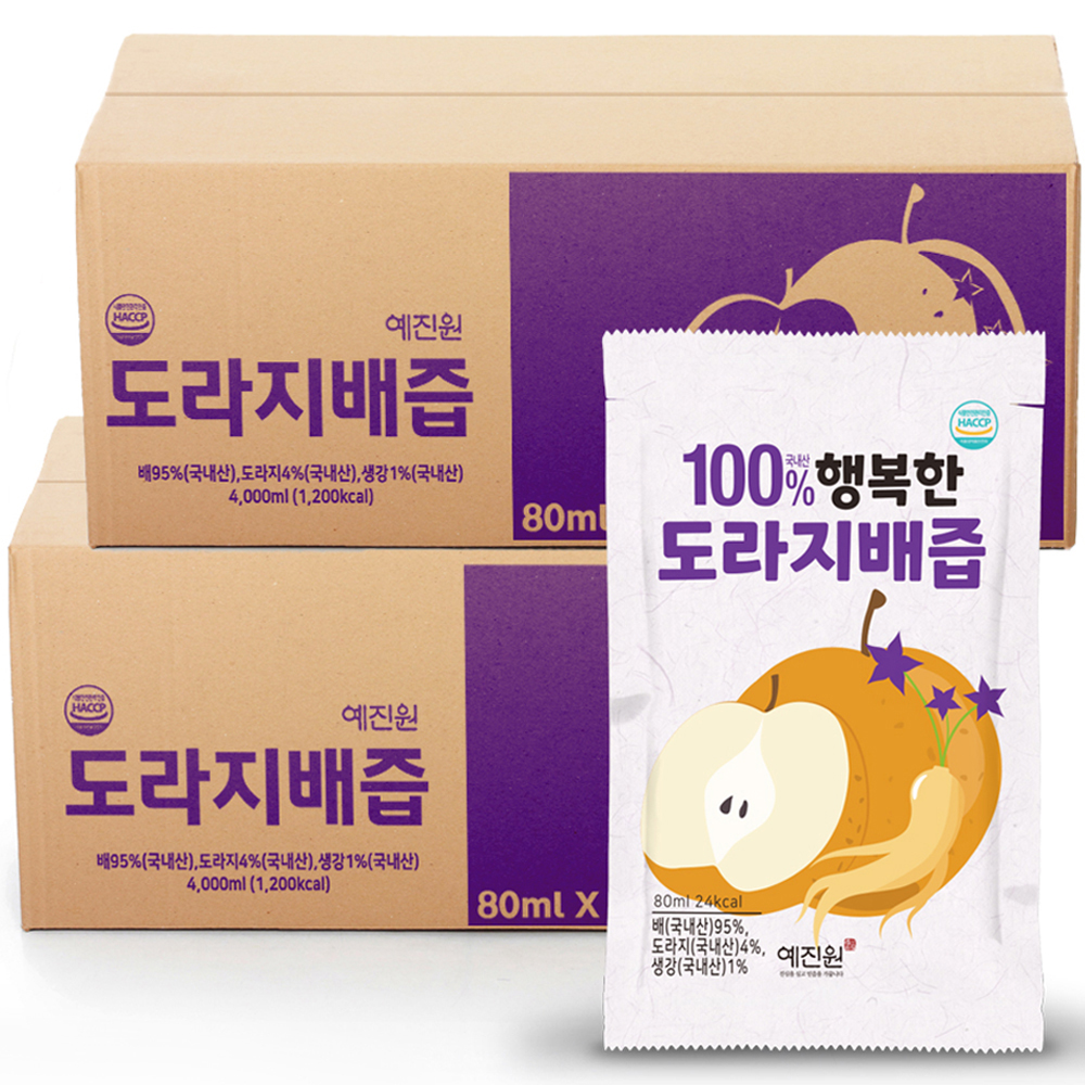 예진원 국내산 도라지배즙, 80ml, 100개 34,500원