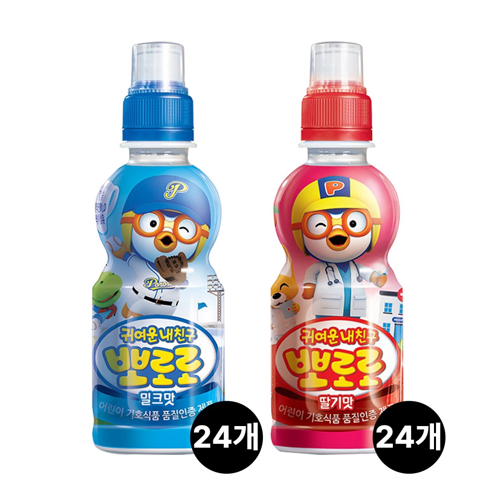 뽀로로 딸기맛/밀크맛 2종 235ml x 12개/24개/48개 어린이음료 42,900원