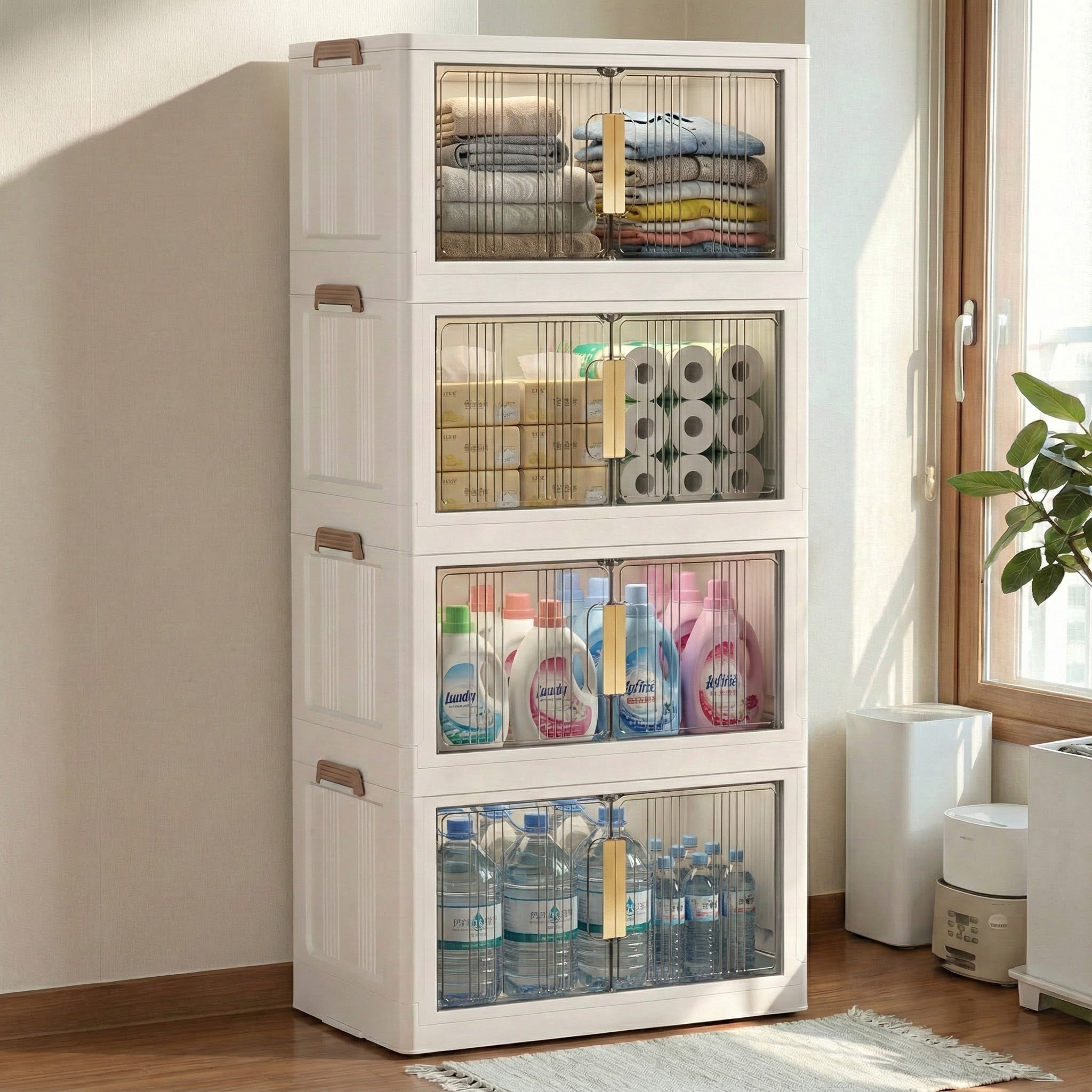 Naviconvex 수납장 하우블렌 이동식 접이식 다용도 양문 수납장 대용량 정리함 거실 부엌 침실 리빙박스 폴딩박스 58,100원