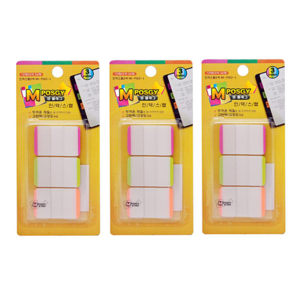 M시리즈 M 플래그 인덱스탭 3색 지그재그 MI-GBR-L 38x25mm 12매x3색(3개) 15,500원