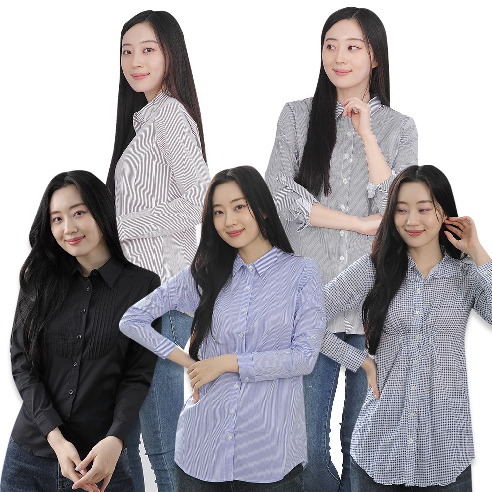 여성 스트라이프 블라우스 셔츠 블랙 체크 스판 남방 줄무늬 단가라 봄 가을 사계절 카라 슬림핏 오피스룩 밴딩 와이셔츠 FW 하객룩 6,900원