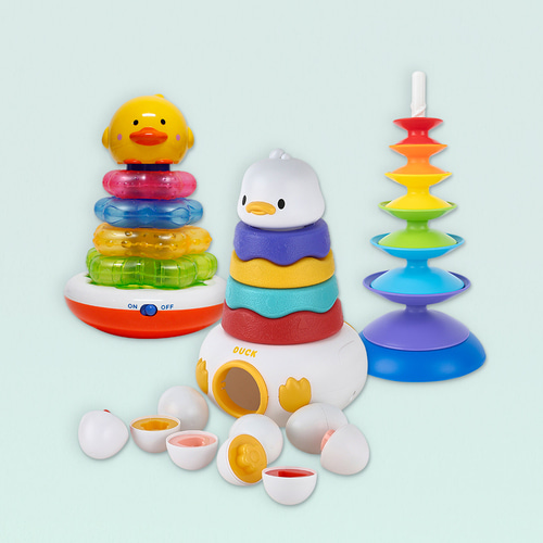 [캐스비] 튼튼 뒤뚱뒤뚱 쌓기3종세트(1195set) 오리 감각발달 소근육장난감 스태킹토이, 1개 56,000원