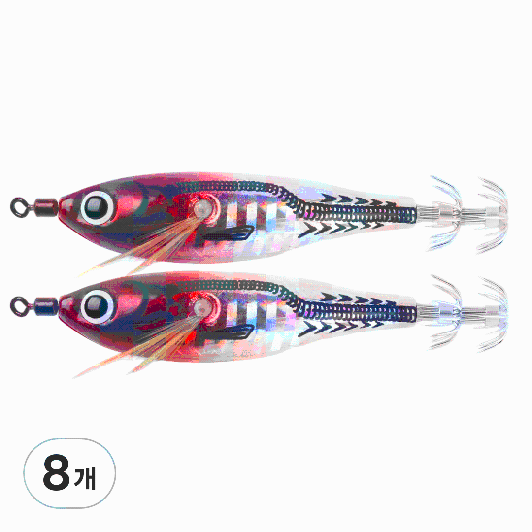레인보우 홀로그램 야광 윙 에기 색깔별 판매 루어 오징어루어 문어루어 색깔별 묶음 판매, 8개, 10g, 레드(저녁노을) 22,500원