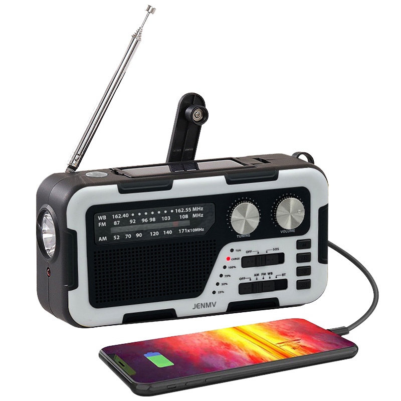 JENMV 휴대용라디오 비상라디오 수동충전 라디오 태양열 자가발전 라디오 FM AM 효도라디오 대용량 LED라이트 TF카드지원 다기능 스피커 MP3 자체안테나 재난방지 라디오 46,320원