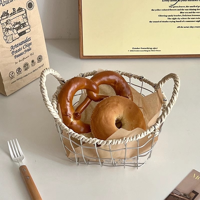 도르리 지끈와이어 바스켓 손잡이 철제 과일바구니 약통 속옷 화장품 정리함 소형+대형, 철제, 2개 23,800원