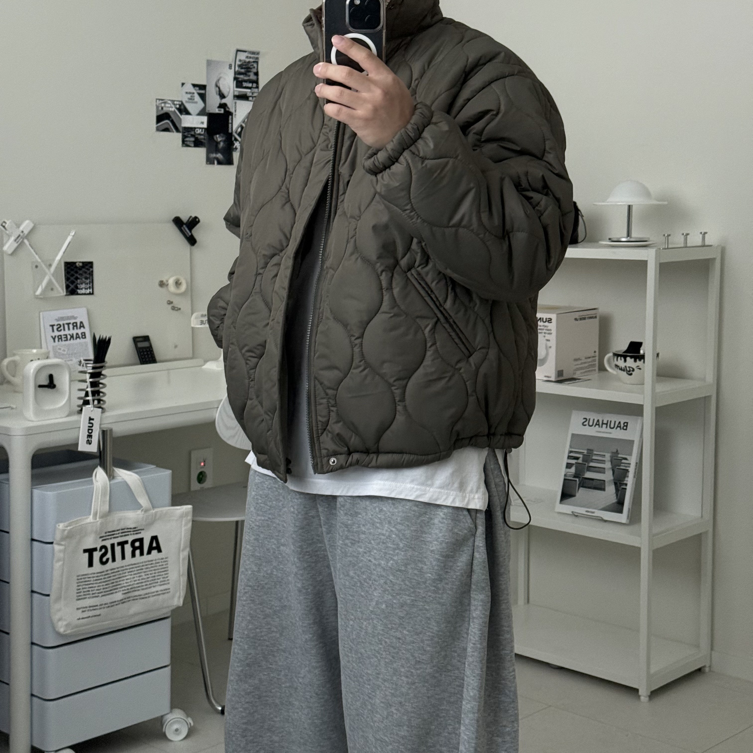 르위 퀄팅 깔깔이 숏패딩 점퍼 하이넥 스트링자켓 누빔 빅사이즈 43,000원