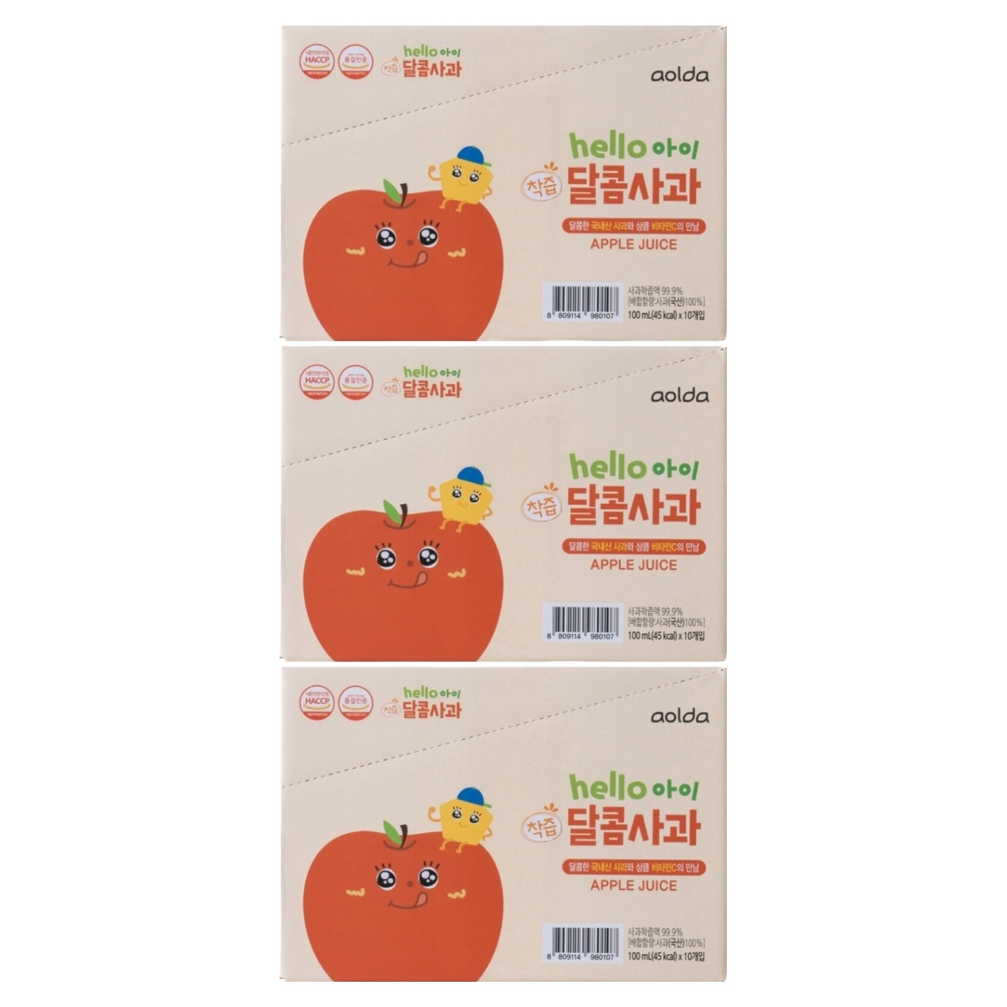아올다 헬로아이 착즙 달콤사과, 사과맛, 100ml, 30개 29,550원