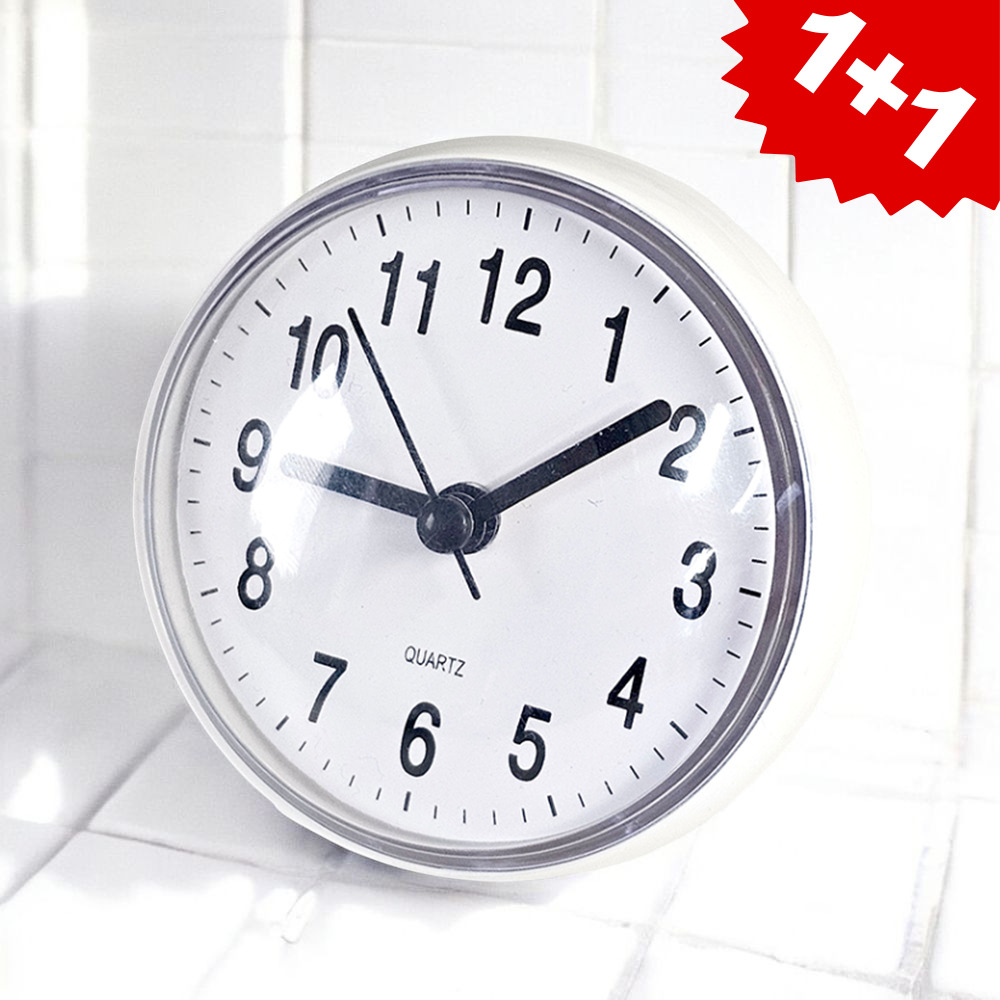 린델 1+1 저소음 흡착식 욕실 방수 시계 화장실 주방, 화이트+그레이 13,900원