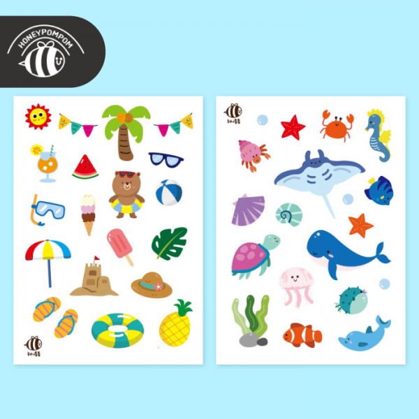 허니폼폼 여름 바다 스티커 (2매) 2,000원