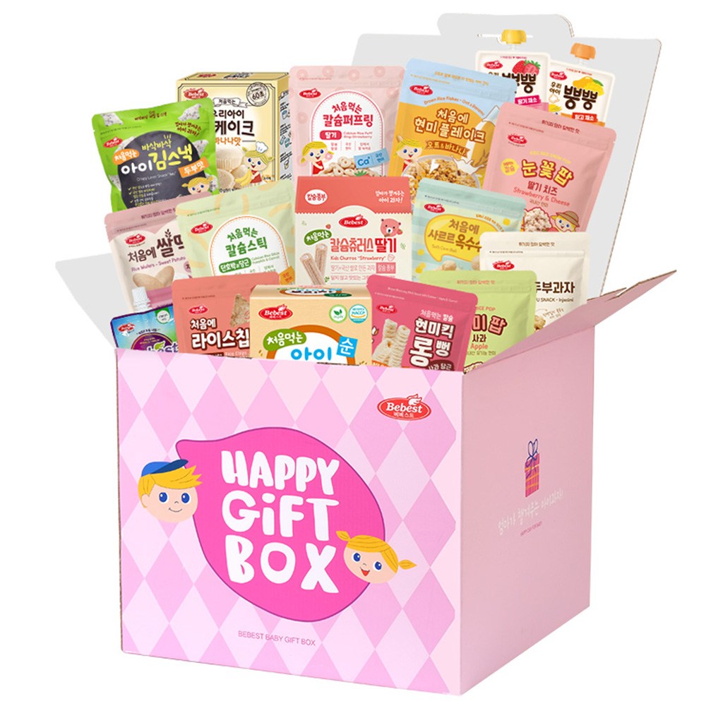 [선물세트] 베베스트 인기 아기과자 17종 핑크박스 어린이집 생일 조카선물, 1개 39,800원