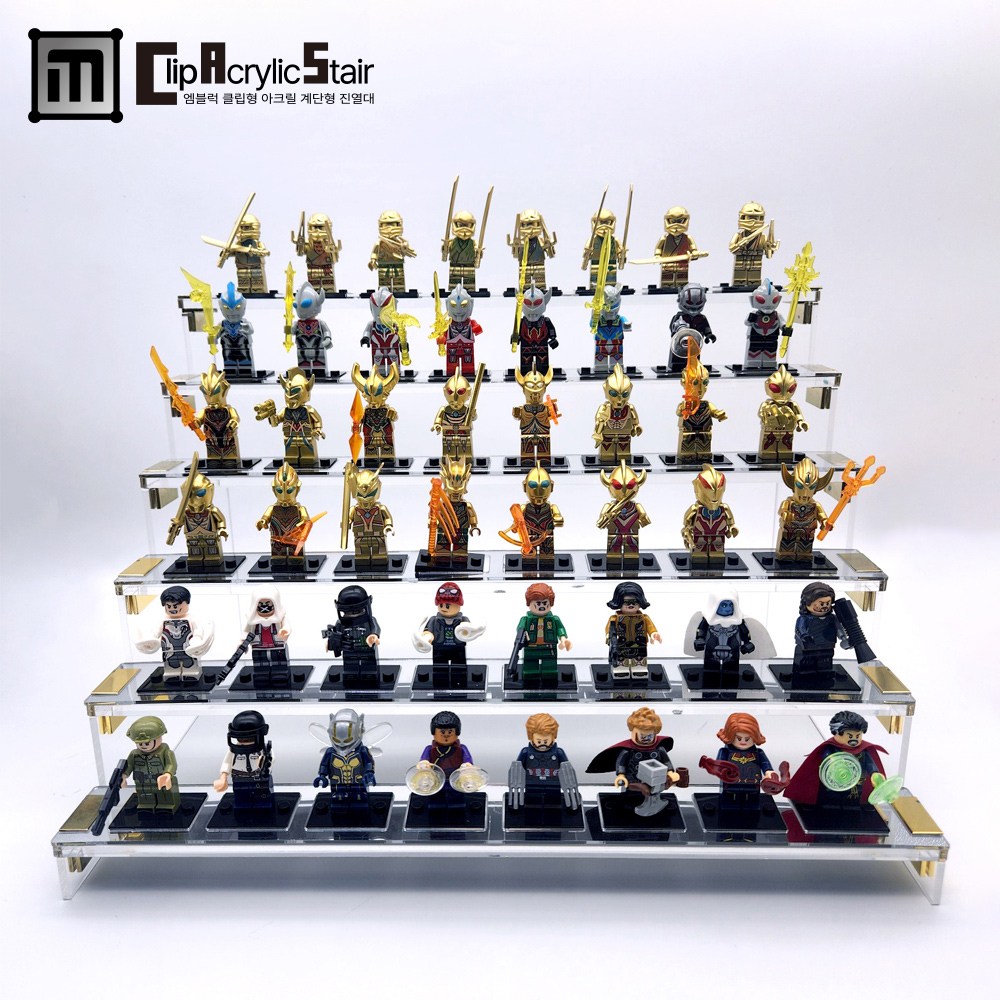 엠블럭 2세대 클립형 레고 미니피규어 레피 전용 아크릴계단형진열대 받침대 거치대 9,300원