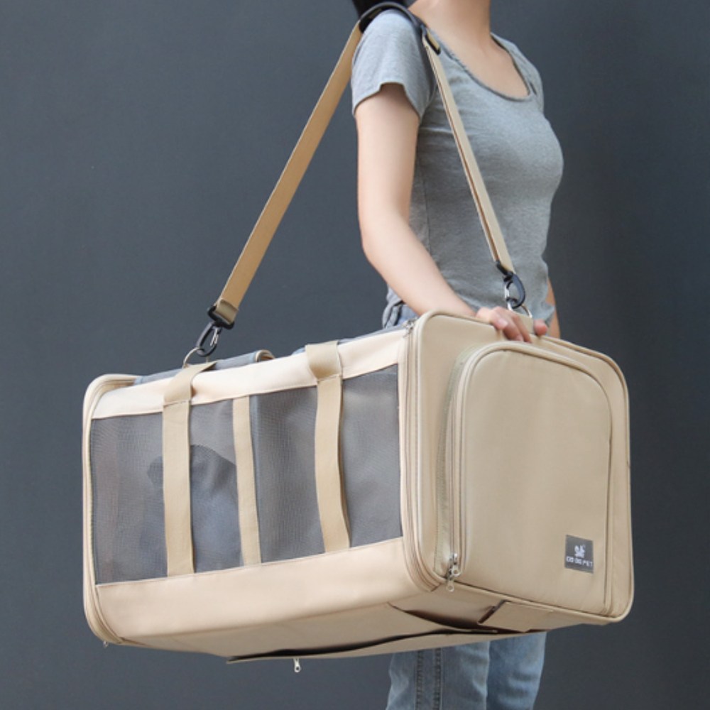 냥이마트 반려동물 공간확장형 이동장 더블 캐리어, 1개, 베이지 73,900원