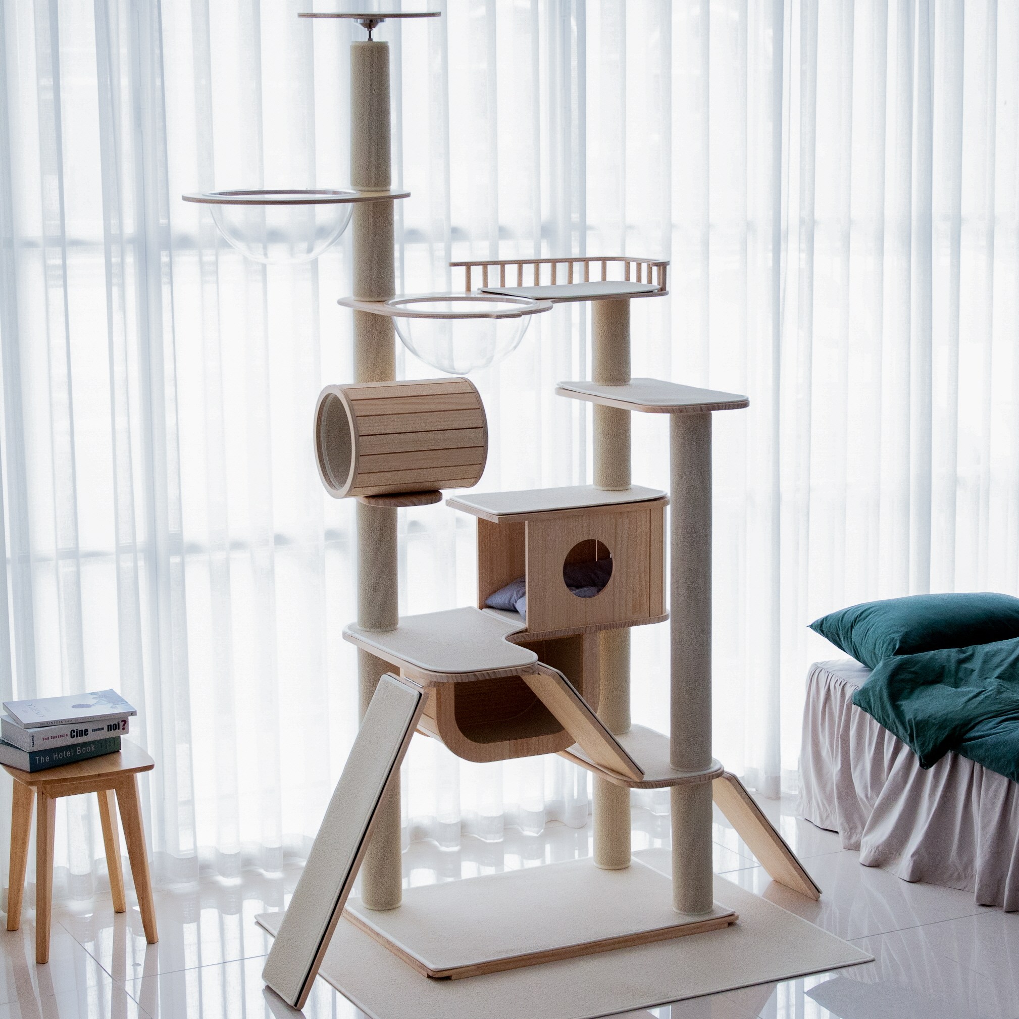 가르르 원목 고양이 캣타워 캣폴 갤럭시 캣타워, 아이보리, 1개 358,000원
