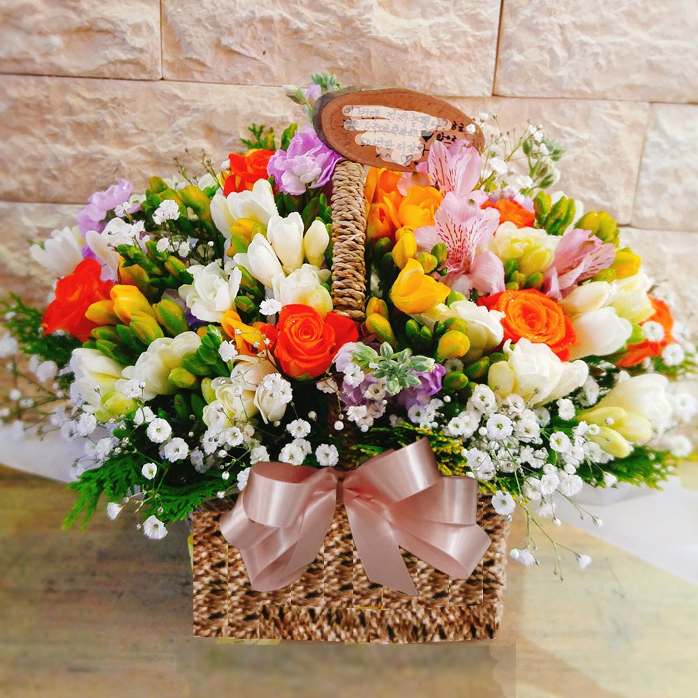 pm3시전 주문시 오늘출발 다음날배송)프리지아꽃다발 꽃바구니전국배달 졸업식 입학식 축하꽃다발 봄꽃 후리지아 안양꽃집, 1개 58,800원