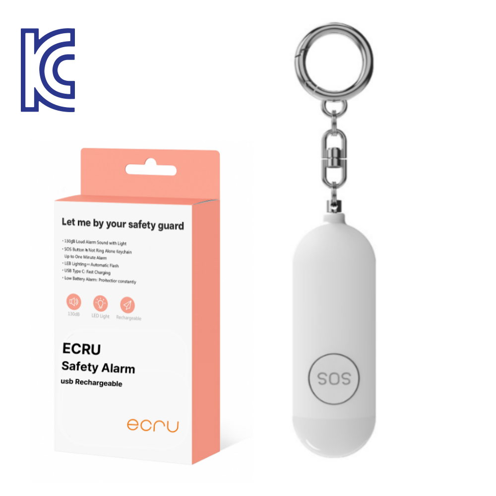 에크루 호신용 경보기 KC인증 획득, C타입 충전, 강력한 130데시벨., 1개, 화이트 130데시벨 15,900원