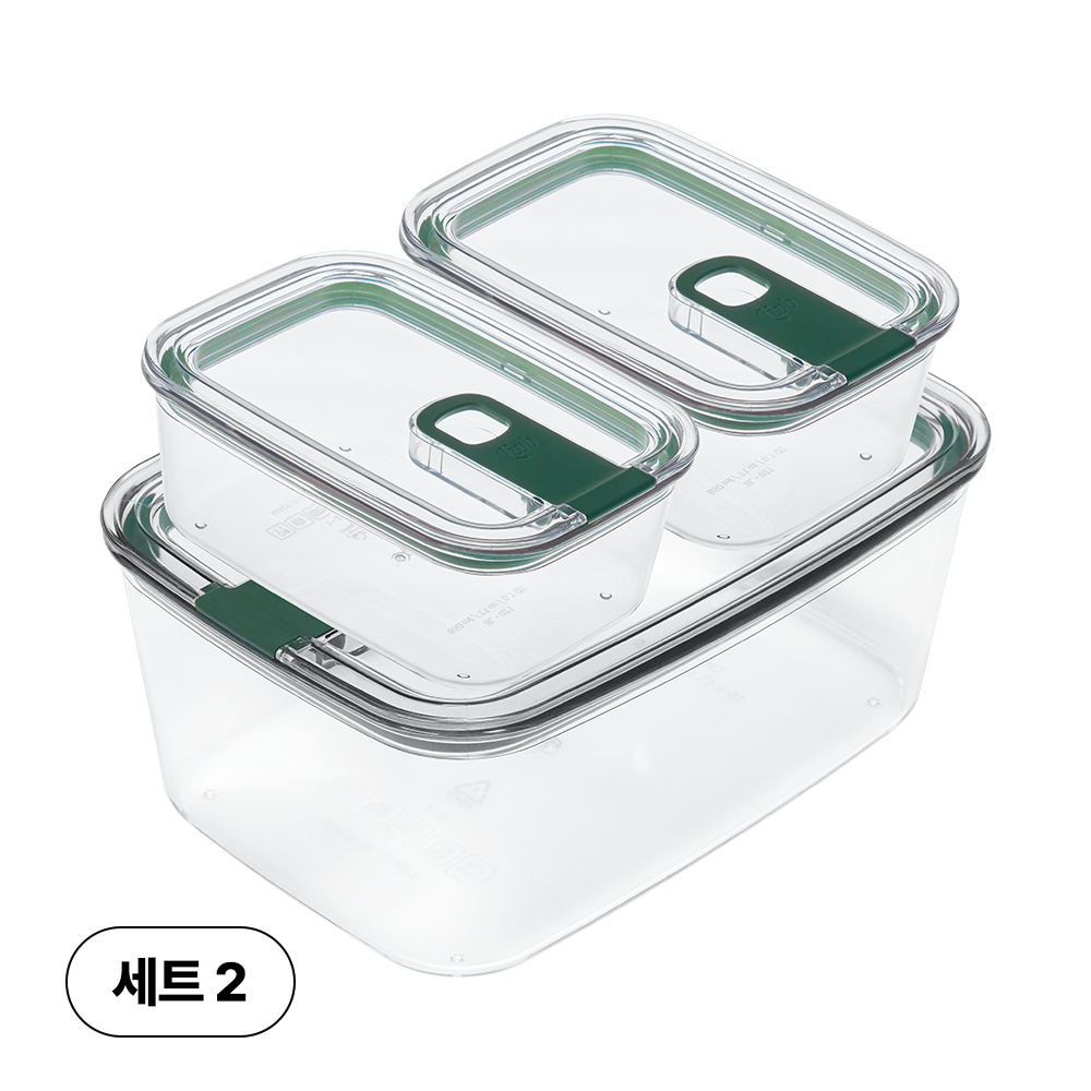 리브비 국내생산 모듈러 친환경 신소재 에코젠 반찬통 밀폐용기, 1세트, 650 2개 + 2400 1개 47,800원