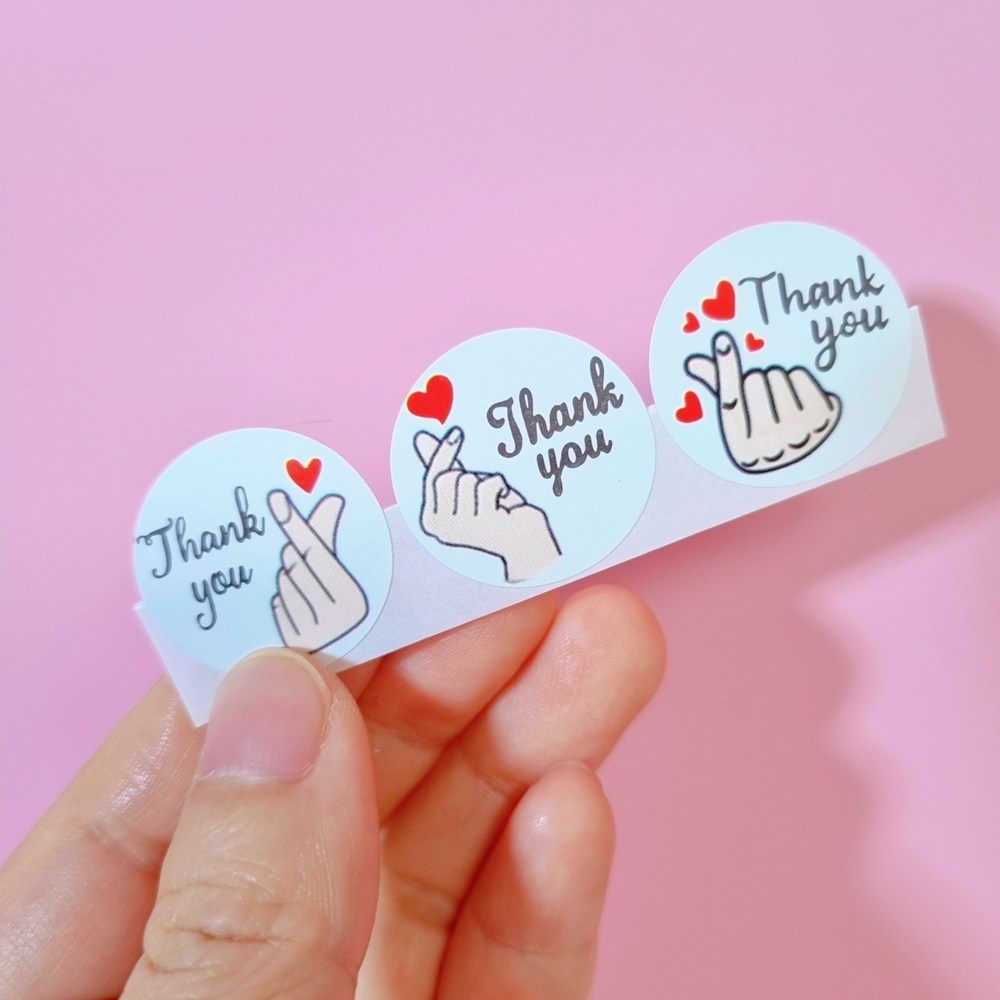 빅쓰리몰 손하트 원형 땡큐 감사 스티커 3종 믹스 25mm 500매, 2개, 손하트 롤스티커 9,200원
