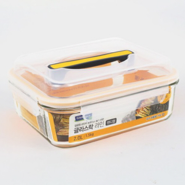 글라스락 내열강화유리 밀폐 핸드형 2000ml 쌀&잡곡통 김치통 전자렌지 냉동 냉장 용기 16,090원