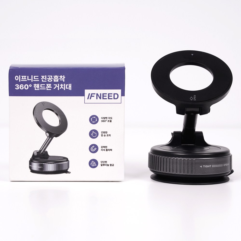 이프니드 맥세이프 접이식 360도 회전 흡착식 진공 차량용 거치대, 매트블랙, 1개 9,800원