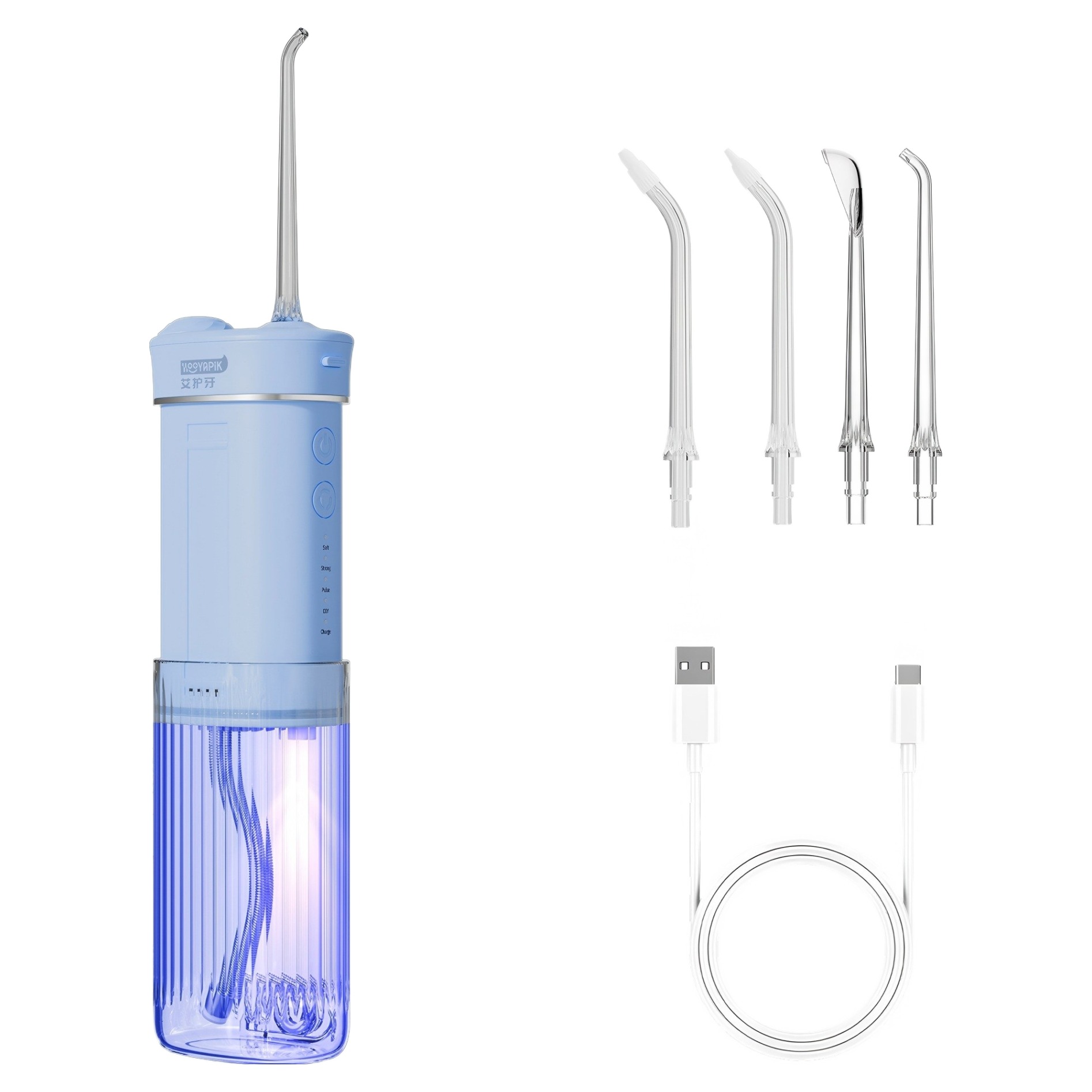 Hooyapik 휴대용 구강세정기 미니구강세정기 치아청소기계 수압세정기 대용량 건강한 구강관리 IPX7 방수 워터칫솔+8개 노즐팁, 블루, D0040(X3) 58,000원