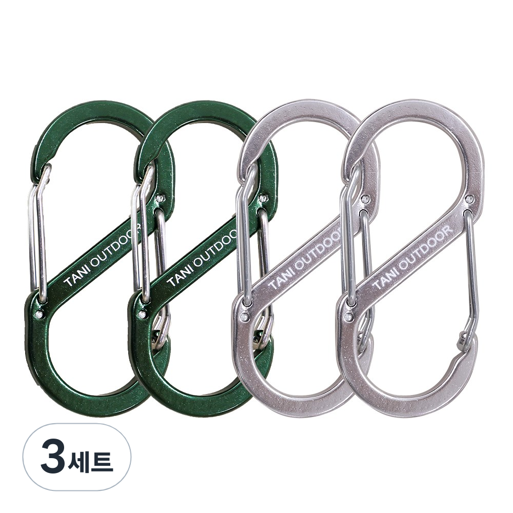 카라비너 대형 중형 소형 D형 S형 고강도 캠핑 비너 차박 타프 텐트 키링, 3세트, 1단, 06_S형 6cm(그린2+핑크2) 22,590원