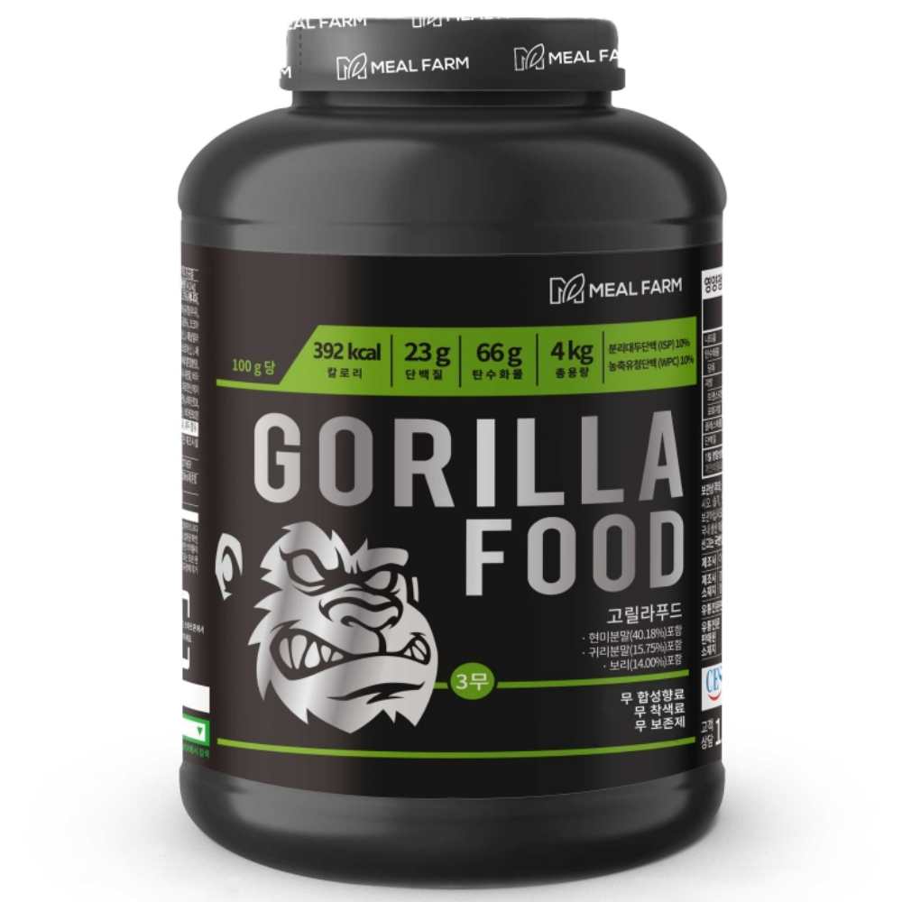 밀팜 고릴라푸드 단백질보충제 벌크업 게이너 프로틴 단백질 식물성 동물성 쉐이크 4kg, 4kg, 1개 87,550원
