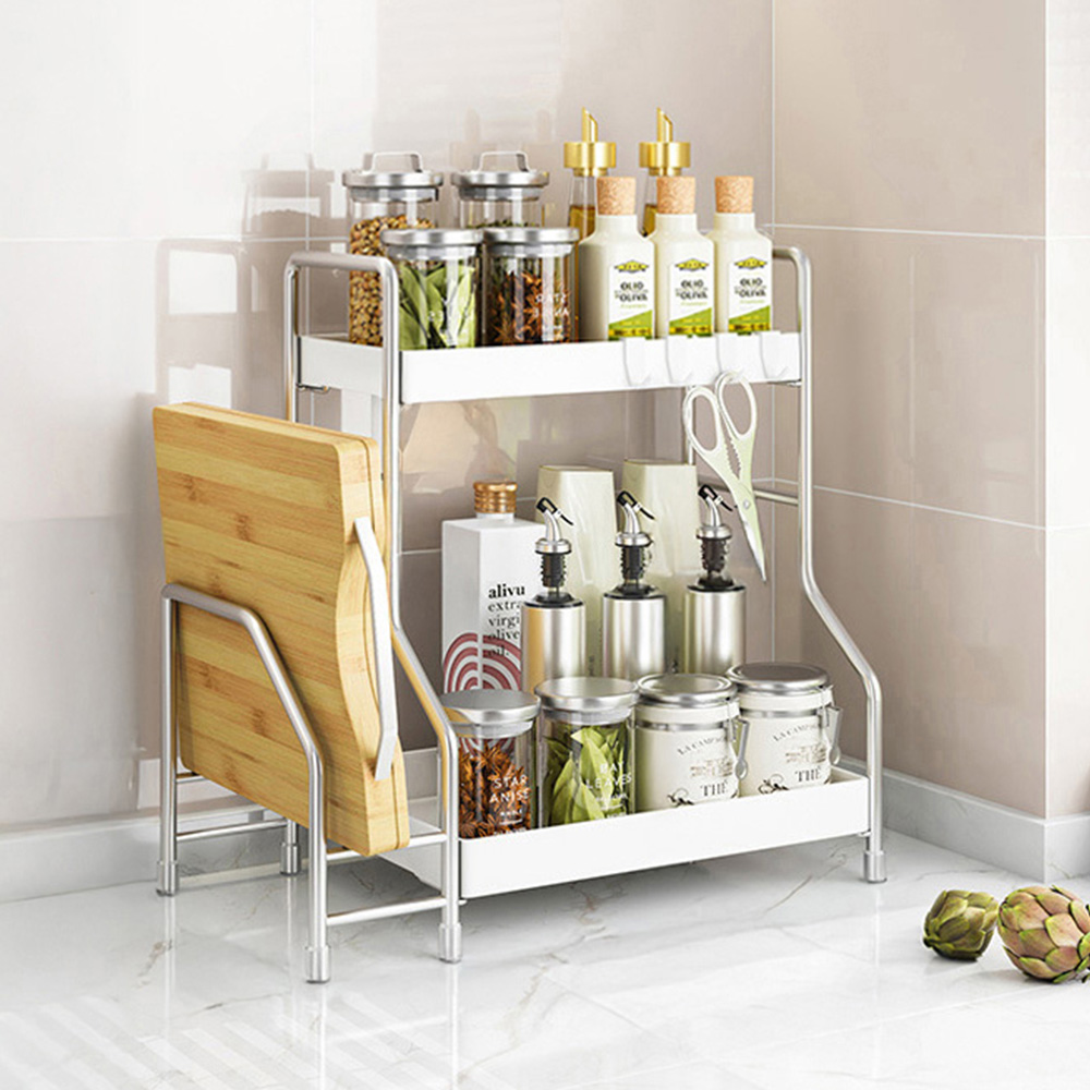 21세기트랜드 홀리쿡 스텐 주방 양념통 정리 좌측 도마 수납 보관 L자형 선반 2단, 화이트, 1개 22,330원