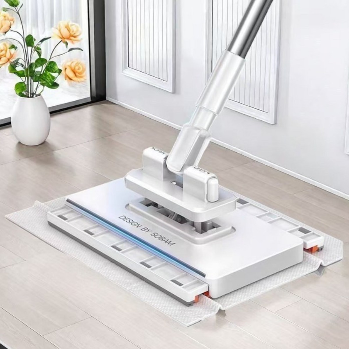 AIDU 자동잡기 대걸레 손을 더럽히지않는 대걸레 원터치 분리 부직포 청소 밀대걸레, 1개 23,800원