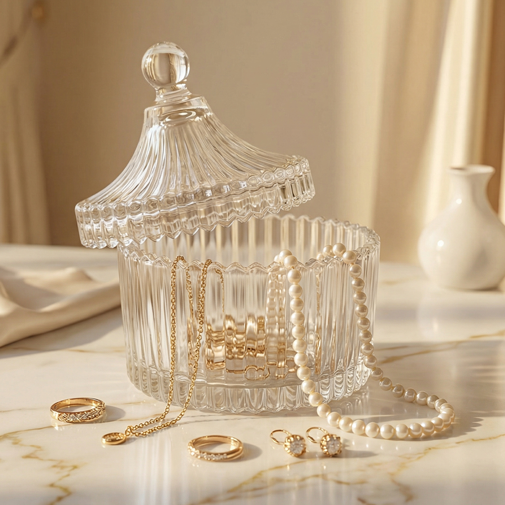 마메 고급 투명 액세서리 정리함 크리스탈 유리볼 보관함 L 7,500원