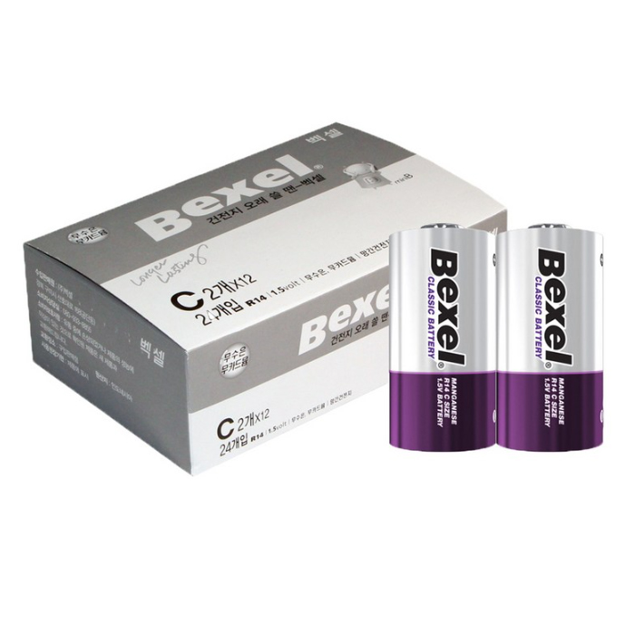벡셀 망간 1.5V C형 CM R14 타이니 러브 모빌 건전지 24개입-1세트, 24개, 1세트 18,510원