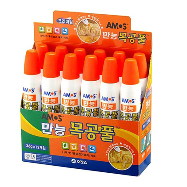 아모스 양방향 만능 목공풀 36g 목공용 풀 다용도 만들기 공예 학습 미술 준비물 12개입 12,300원
