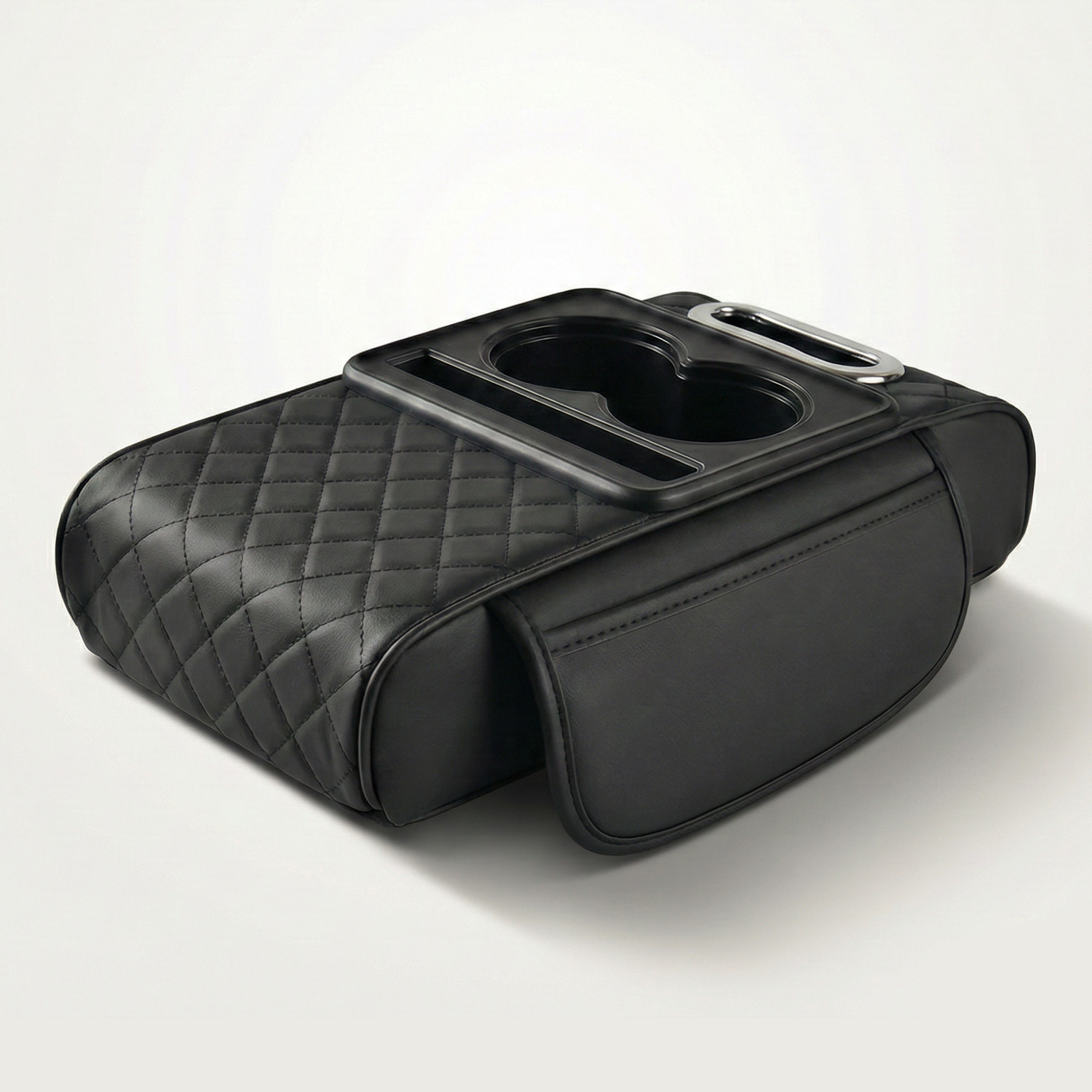 카프릭스 차량용 콘솔 쿠션 팔걸이 쿠션 컵홀더 수납 겸용 다이아 퀄팅 자수, 1개, 블랙 8,900원