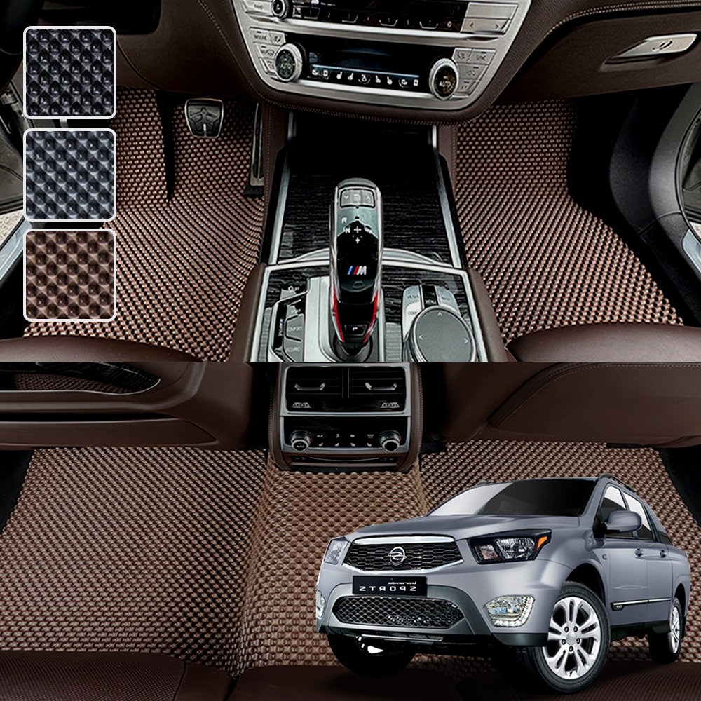 DXSOAUTO 코란도 스포츠 전용 3D 엠보싱 차세대 고무매트 1열2열 세트, 블랙, 305_1더뉴코란도스포츠 59,000원