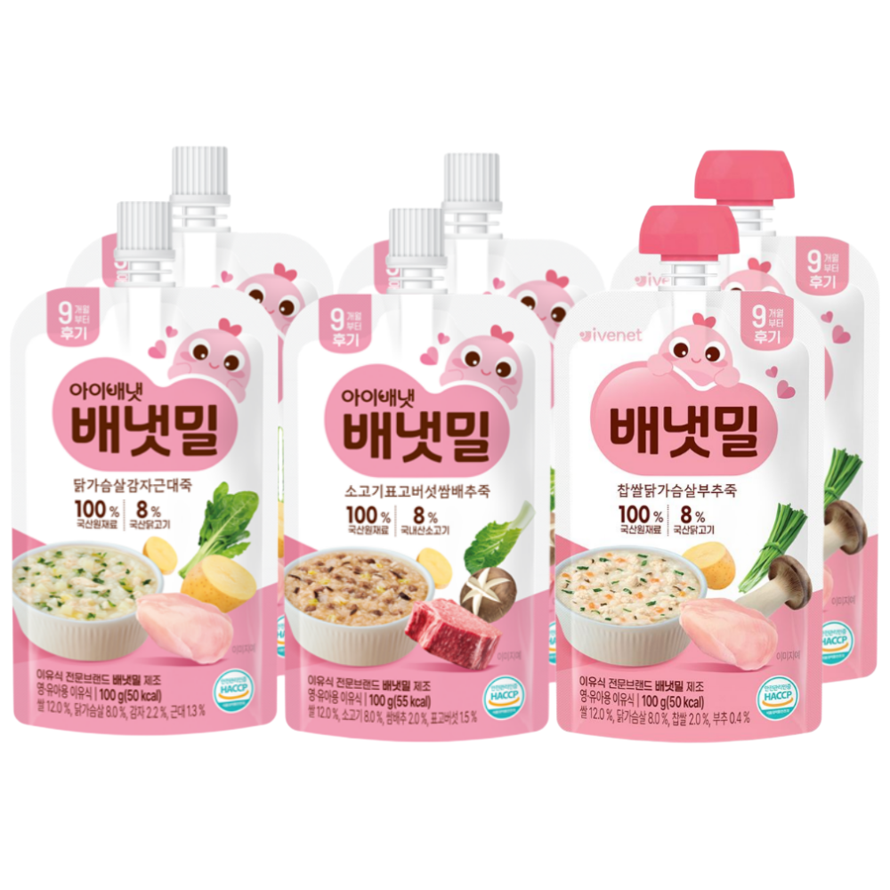 배냇밀 후기 이유식 3종, 600g, 1세트, 소고기표고2 + 닭가슴살감자2 + 닭가슴살부추2, 현재가 16,890원