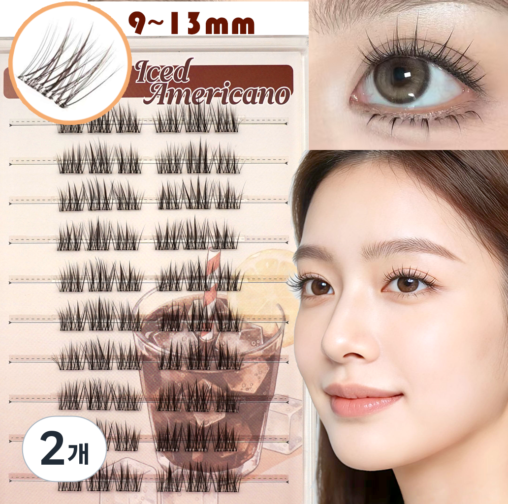 MIYA iced american 9-13mm 가벼움 무감각 착용감 자연 데일리 메이크업 인조 속눈썹, 2개, 짙은 갈색 19,990원
