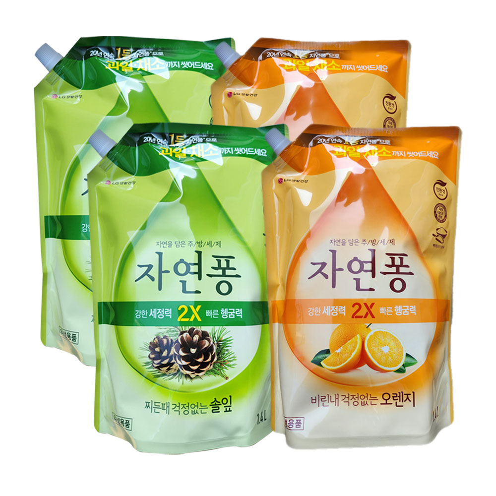 엘지생활건강 자연퐁 리필 주방세제 솔잎향+오렌지향 19,900원
