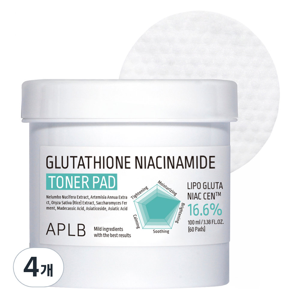 APLB 글루타치온 나이아신아마이드 토너 패드 100ml, 4개, 60매입 55,600원