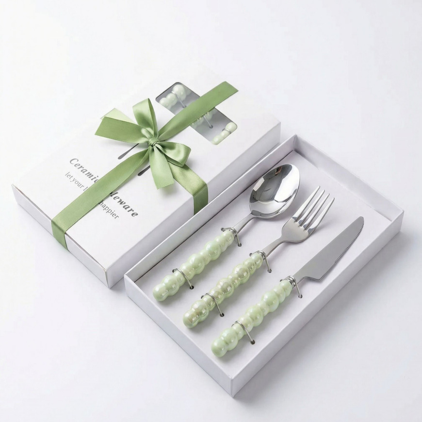 커트러리 세트 3종 홈카페 집들이선물 답례품, 1세트, 스푼,포크,나이프, 04.그린 15,900원